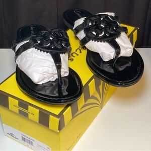 NWT Circus by Sam Edelman Canyon Glossy Black Sandals Women Size 10 in Box